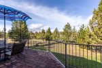 Juniper Haven has a roomy back patio area with seating for 6, a dining area for outdoor meals, and views of scenic Central Oregon.